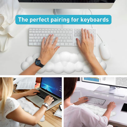 Cloud Wrist Rest Keyboard – Memory Foam with PU Leather Wrist Support for Computer Keyboards, Ergonomically Designed for Typing Comfort and Pain Relief