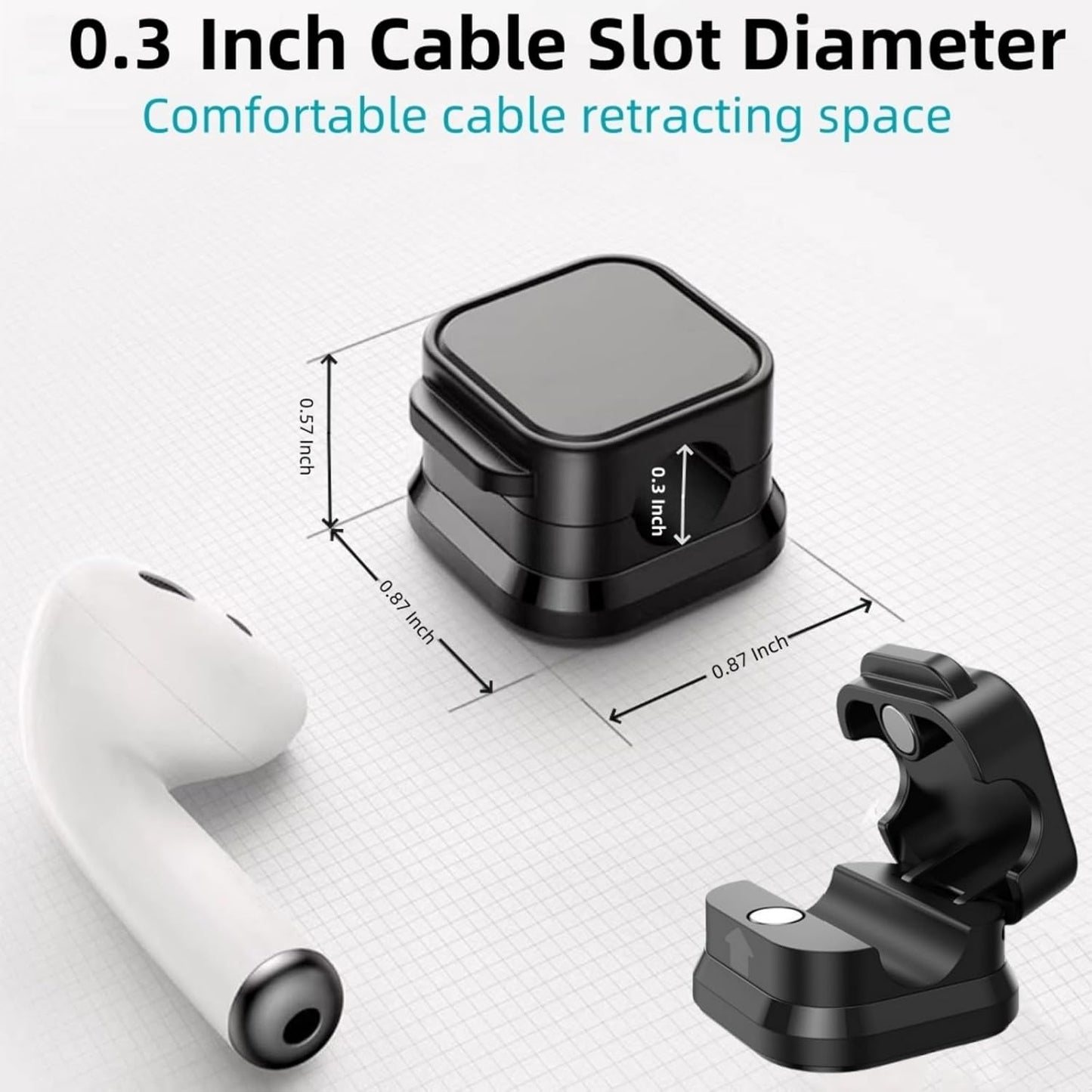 10 Pack Magnetic Cable Clips,Adjustable and Convenient Cable Management,Wire Holder Organizer,Conceal or Arrange Phone USB Charger Cables for Home,Office,Car,Desk,or Nightstand. (White)