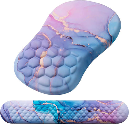 Mouse Pad Wrist Support, Laokiiy 2 in1 Keyboard Wrist Rest+ Ergonomic Mouse Pad, Non-Slip Wrist Rest for Computer Keyboard, Made Easy Typing & Relieve Wrist Pain（Banana Leaf Green）