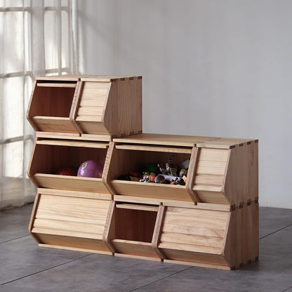 Stackable Solid Wood Storage Chest,Hall Entryway Cabinet,Bins with Lids,Modular Wooden Multi-use Box,Closet Storage Organizers,Drawers,Potato,Onion,Bread,Classify by Items,7.75”W(1 Pack)
