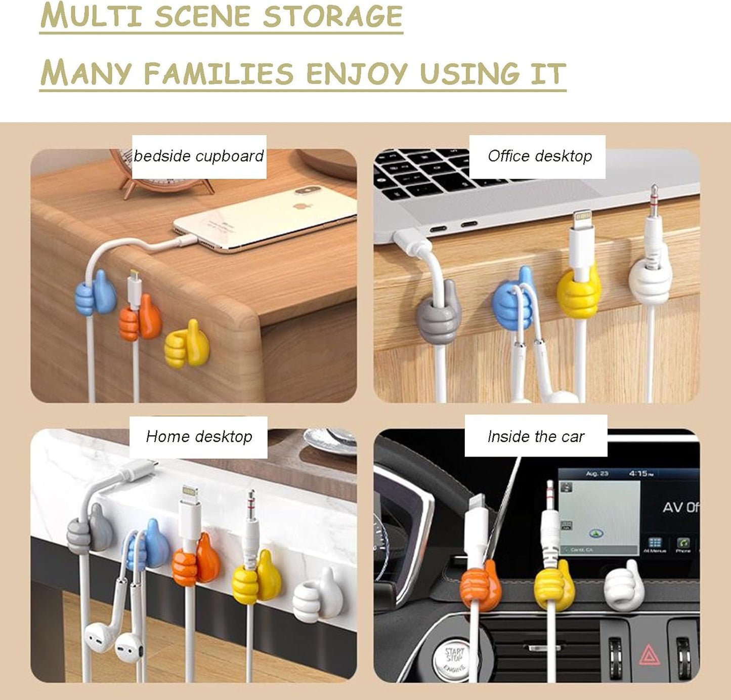 9 Pcs Creative Silicone Thumb Hook, Wall Hook - Multifunction Adhesive Cable Clip, Adhesive Wall Hooks, Cable Organizer Clips Key Hanger