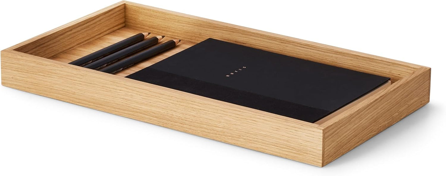 OAKYWOOD Valet Tray Bundle – Solid Wood Desk Organizer – Document, Phone & Tablet Tray – Perfect for Office, Home, or School – Black
