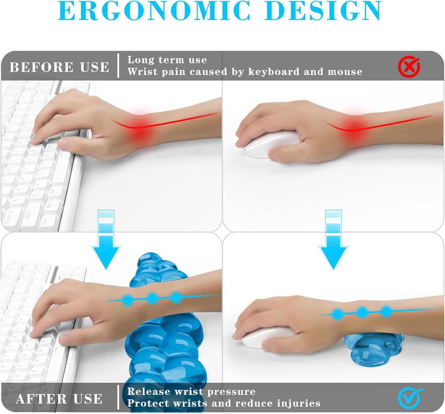 Gel Cloud Keyboard and Mouse Wrist Rest, Cute Wrist Support and Arm Support Keyboard Rest for Keyboard and Mouse Typing Pain Relief，Suitable for Office/Computer/Laptop/Gaming (Pink)