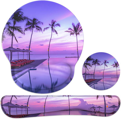 Ergonomic Mouse Pad with Wrist Rest and Keyboard Wrist Rest, Memory Foam Wrist Rest for Computer Keyboard, Easy Typing, Pain Relief, Mouse Pad Wrist Support for Gaming,Office, Laptop, Black Flower