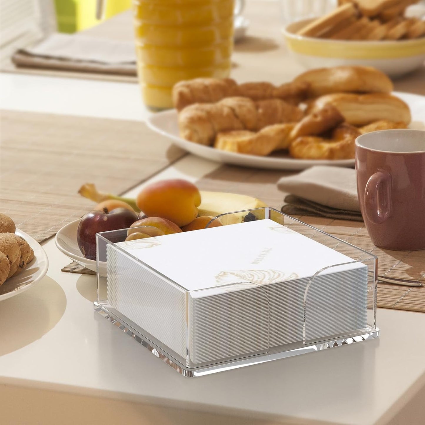 Transparent Acrylic Napkin Holder Clear Guest Paper Disposable Hand Towel Dispenser Tray Organizer For Table Home Kitchen Restaurant and Hotel Business