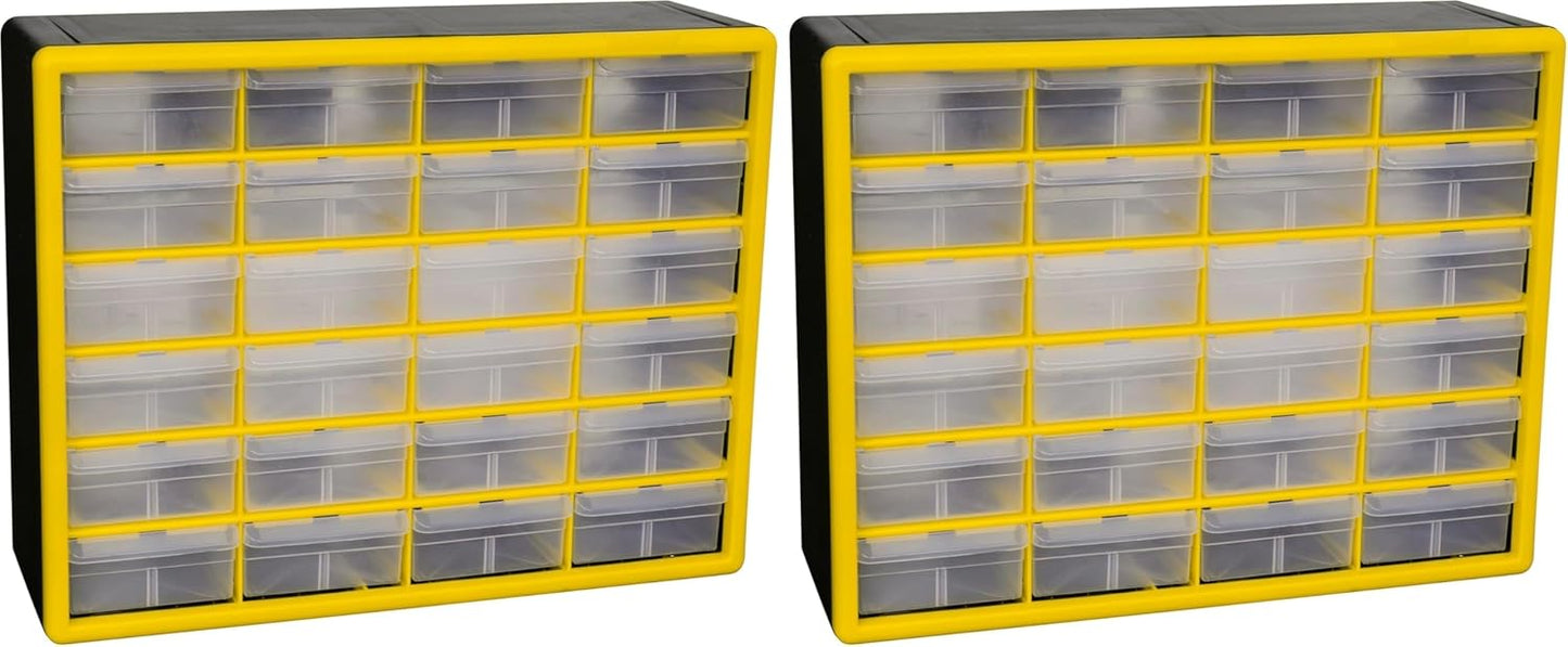 Akro-Mils 24-Drawer Plastic Drawer Storage Cabinet for Garage Organization, Bead Organizer, Building Bricks Storage, Teacher Toolbox, Makeup Organizer, 20" W x 6" D x 16" H, 10124 Black