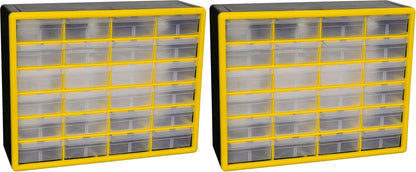 Akro-Mils 24-Drawer Plastic Drawer Storage Cabinet for Garage Organization, Bead Organizer, Building Bricks Storage, Teacher Toolbox, Makeup Organizer, 20" W x 6" D x 16" H, 10124 Black