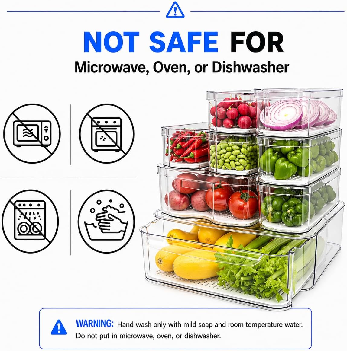 SMRCAD 8 Pack Refrigerator Organizers, Clear Pull-out Drawer Container and Organizer Bins with Lids, Stackable Storage Containers for Fruits, Vegetable (Set of 8 (Include Pull Out Drawer))
