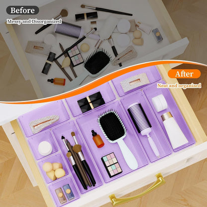 StorMiracle 32 PCS Clear Plastic Drawer Organizer Set, 4-Size vanity organizer Trays and Storage Bins for Makeup, Jewelry and Gadgets in Bedroom, Bathroom and Office, Clear