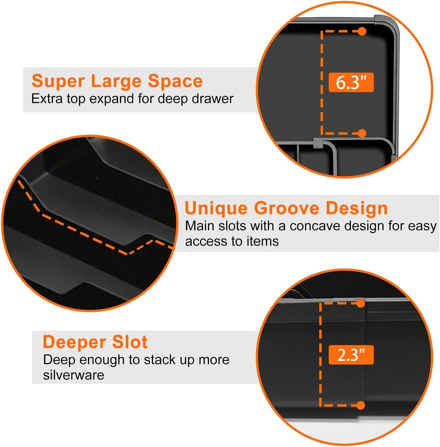 Spaclear Silverware Organizer - Expandable Kitchen Drawer Organizer, Utensil Drawer Organizer, Adjustable Plastic Flatware and Cutlery Holder, Kitchen Organizers Storage for Forks Knives, Black