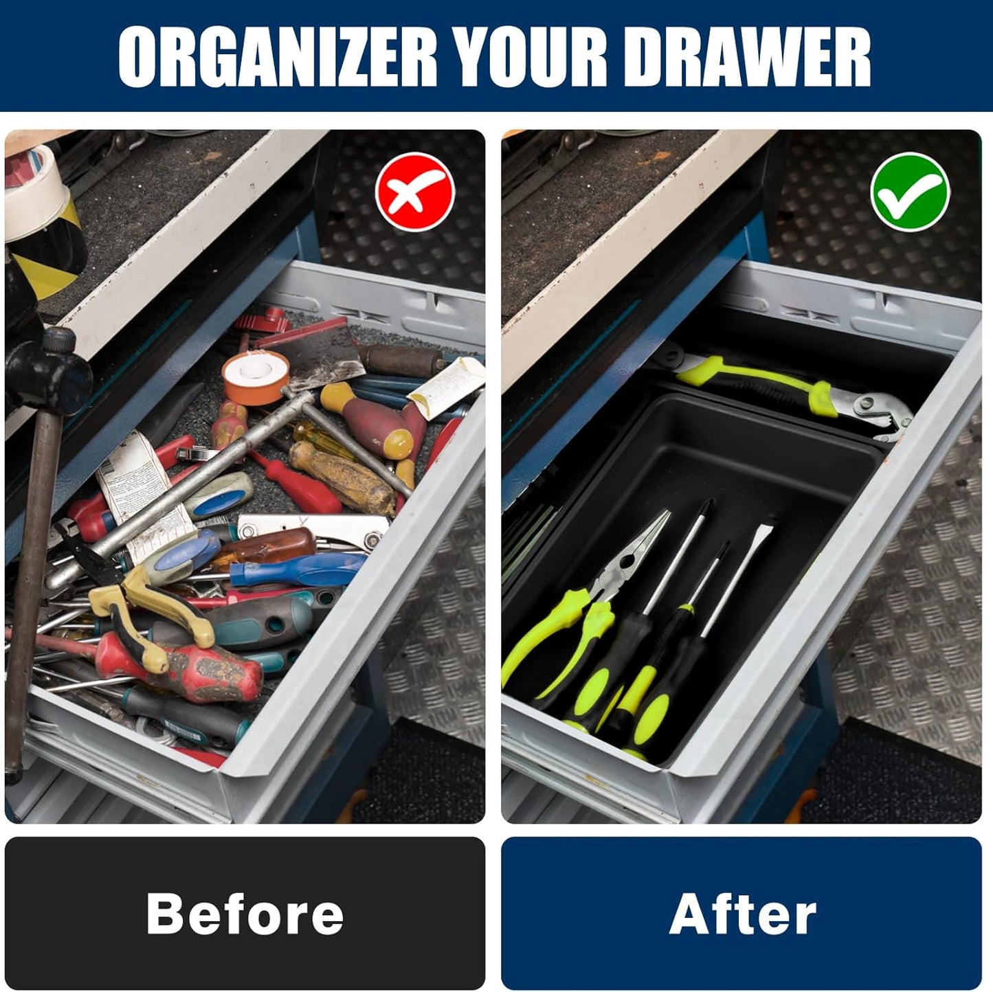 【LARGE SIZE】【68PCS】Tool Box Organizer Tray Divider, 【5 Size】Toolbox Desk Drawer Organizer, Organization and Storage Toolbox for Garage Accessories (68PCS 5Sizes)