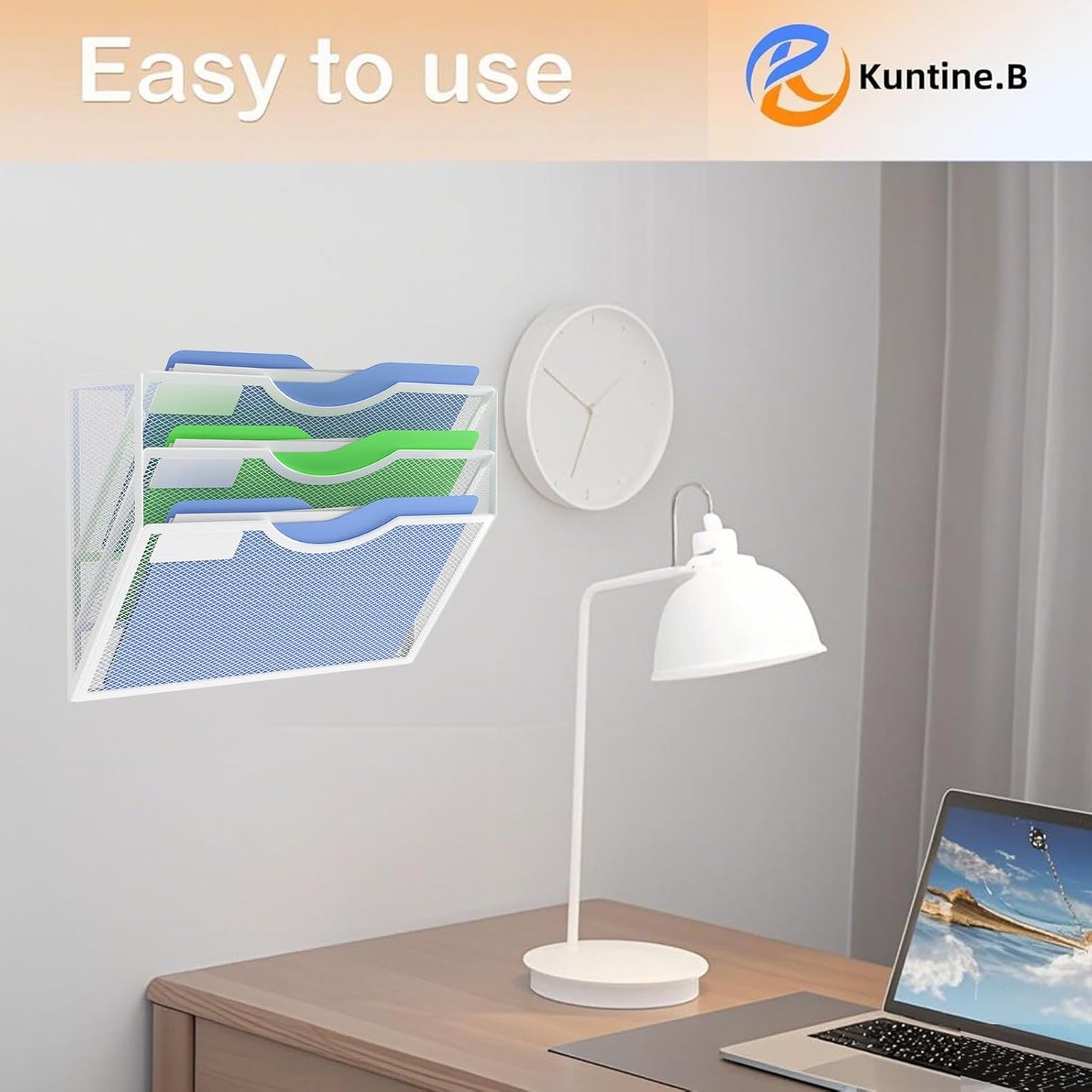 Kuntine.B Wall File Organizer Office Hanging Magazine Holder Wall File Organizer for Office Home (Black, 5 Tier)