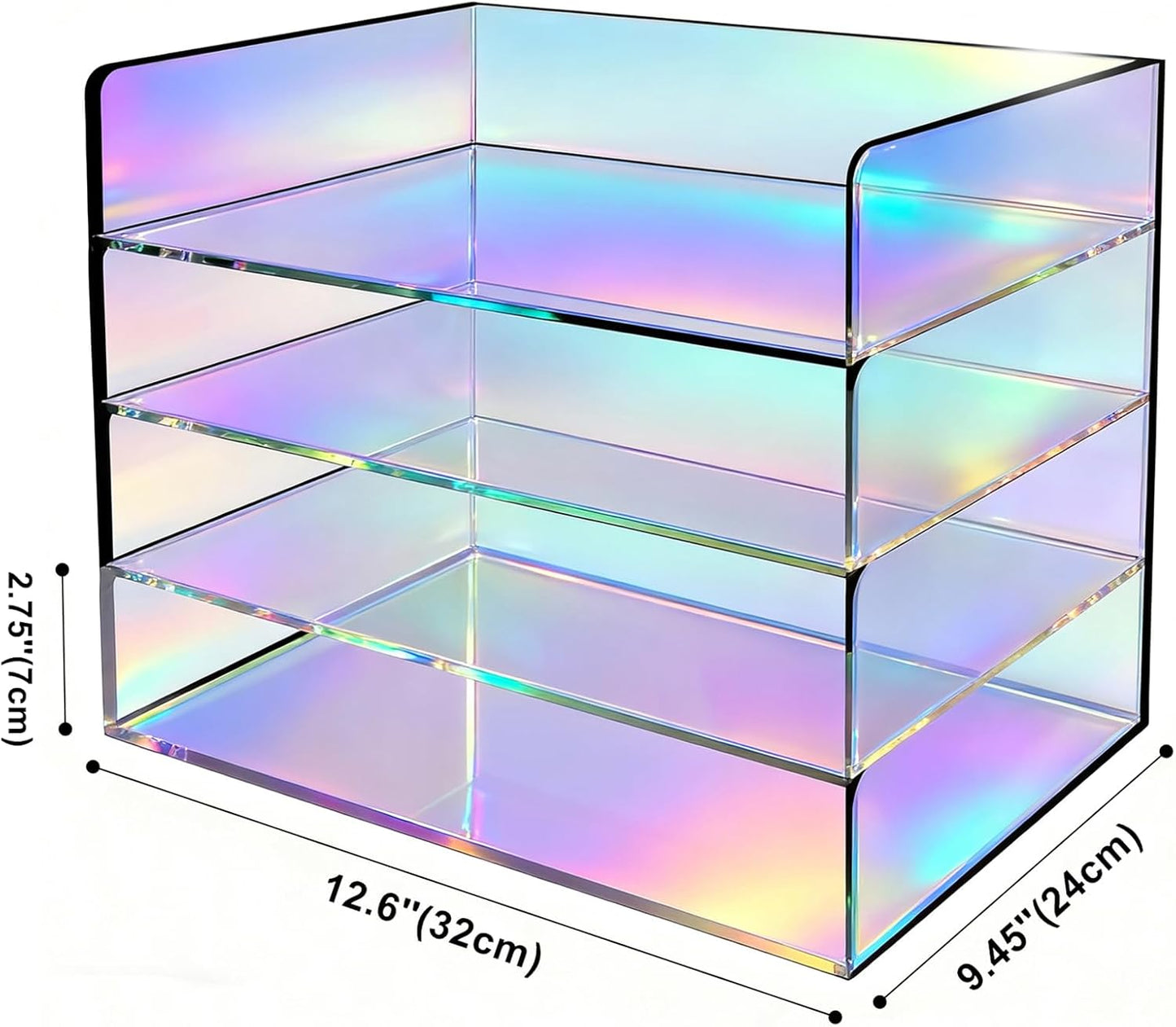 Gelite Acrylic File Organizer for Desk 4 Tiered Stackable Letter Tray Office Paper Storage Desktop Document Sorter, Neon Pink