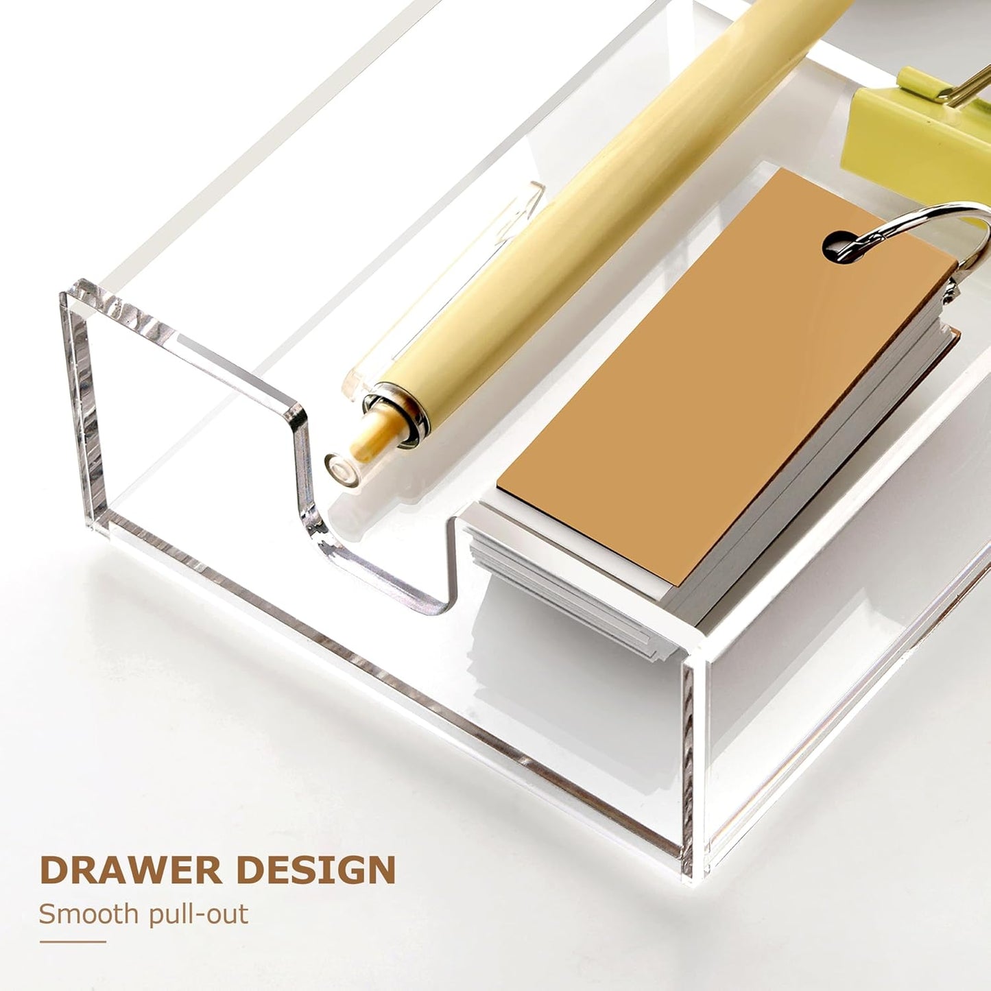 SANRUI 5 Compartments Acrylic Mail Sorter Holder, Clear Document Magazine Envelope File Rack, Vertical Letter Sorter & Multifunction Desk Organizer for Bills, Documents, Notebooks