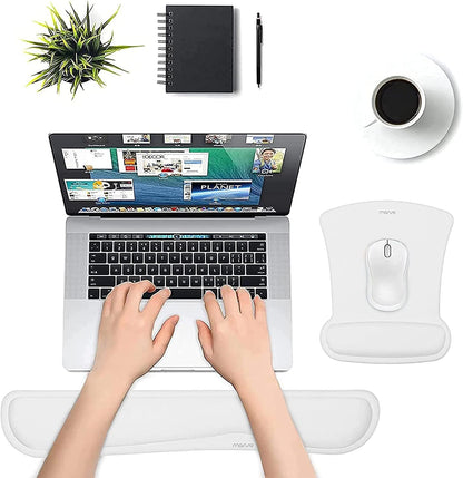 MOSISO Wrist Rest Support for Mouse Pad & Keyboard Set, Ergonomic Mousepad Non-Slip Base Home/Office Pain Relief & Easy Typing Cushion with Neoprene Cloth & Raised Memory Foam, Apricot
