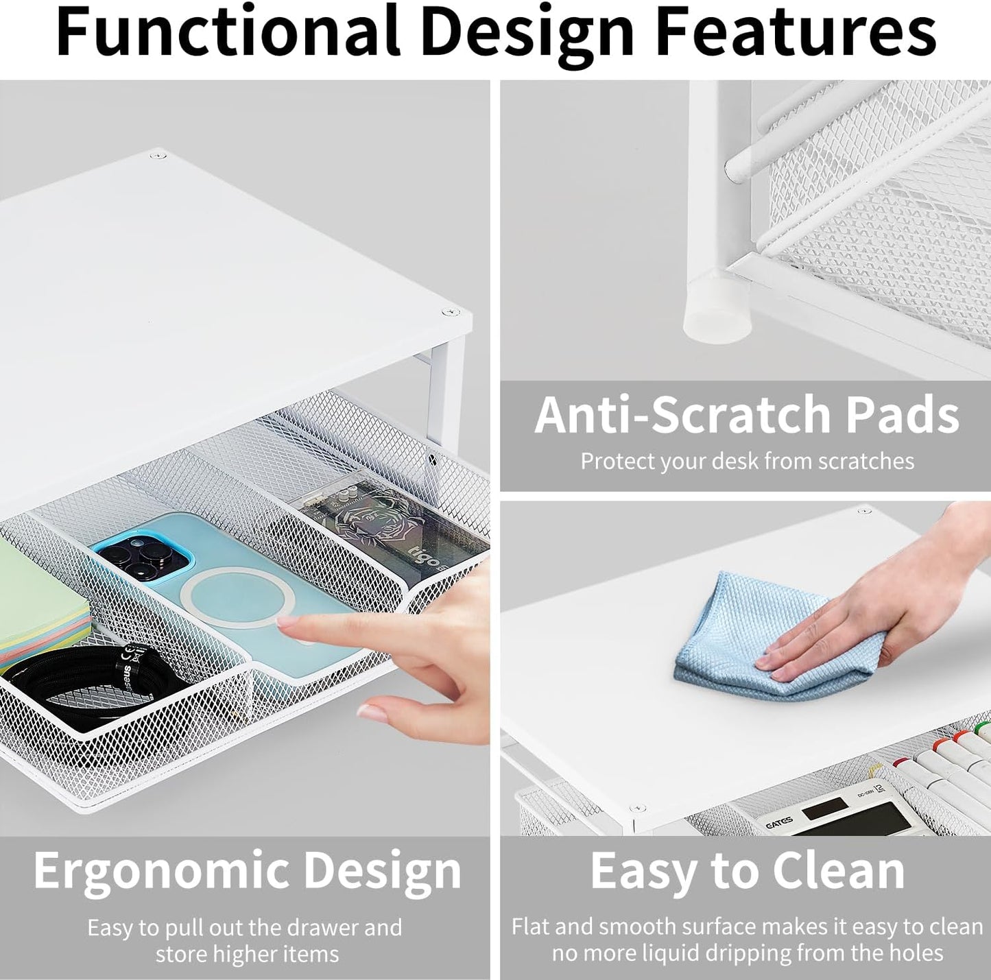 Small Laptop Stand for Desk, Monitor Stand Riser, Office Desk Accessories, Computer Desktop Stand with Drawer for Home, Office, School (Mint Green)