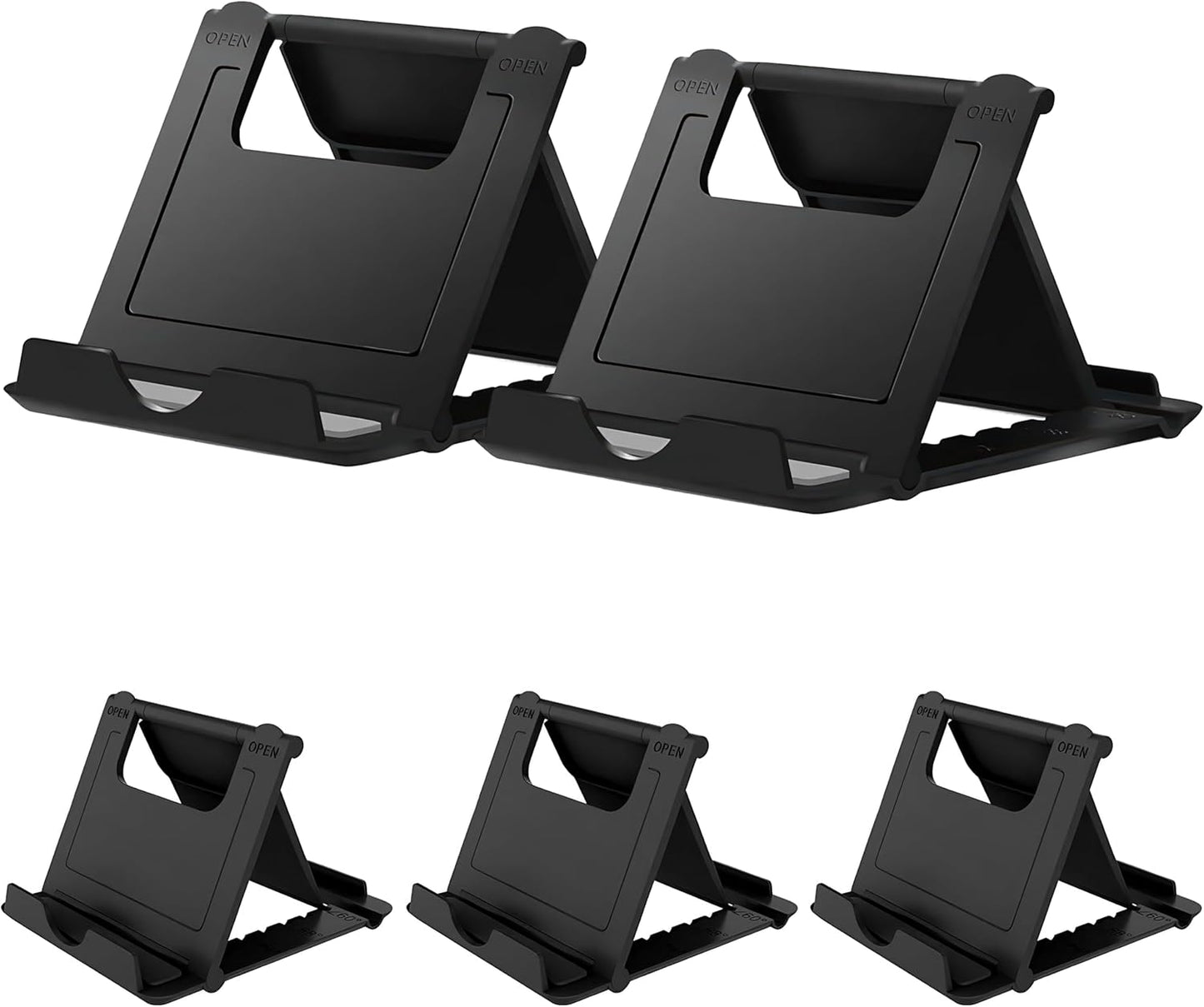 Portable Cell Phone Stand Holder for Desk, 【2 Pack】 Foldable Pocket-Sized Adjustable Mount, Universal Desktop Kickstand Compatible with iPhone, iPad, Kindle & Android Devices - White & White