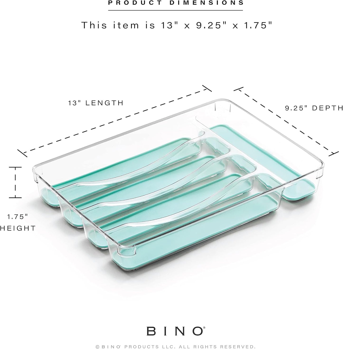 BINO 5-Slot Silverware Organizer for Drawer | Plastic Utensil Kitchen Drawers Tray Organization w/Grip Lining (Light Grey)