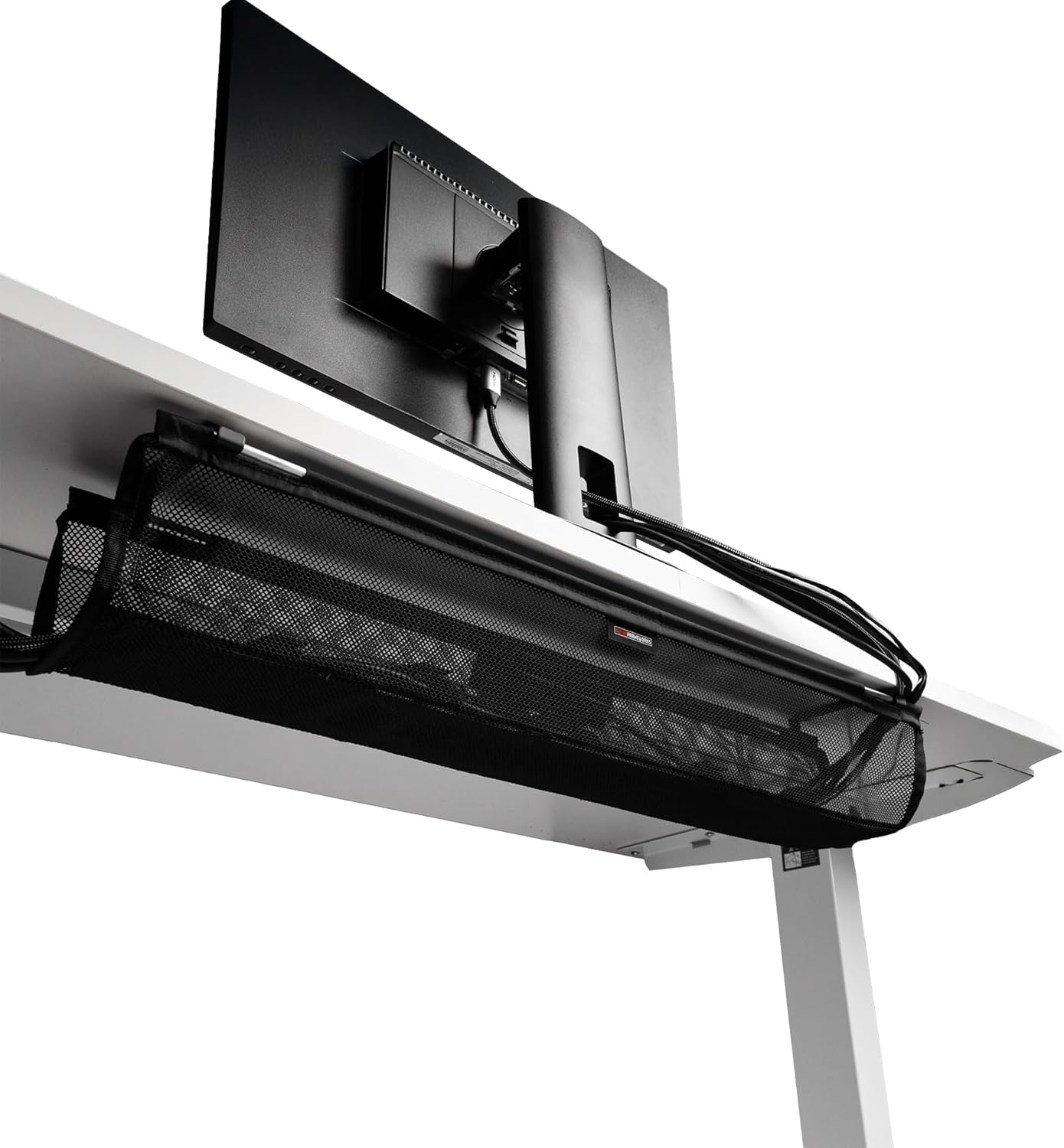 Gator Frameworks Metal Cable Management System - Mounts Under Desk for a Clutter Free Space with 1" Sapced Slots and (6) Cable Ties, (GFW-CBLMGM-MTL)