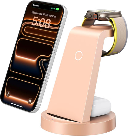 Anlmz 3 in 1 Charging Station for iPhone - Wireless Charger for Apple Products Multiple Devices - Charging Dock Stand for AirPods (for iPhone 17 16e 16 15 14 13 pro 12 11 X Max)