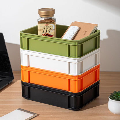 Stackable Organizer Boxes - Create Your Perfect Modular Desktop Storage System Office Desk Organizer Set15.8''*11''*3.26'' (Beige, 6Large)