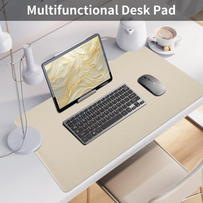 Bloss Leather Desk Pad and Keyboard Wrist Rest, Large Mouse Pad + Keyboard Pad+Mouse Wrist Support, Non-Slip Desk Mat Protector for Office, Home(31.5×15.7 Inches,Beige)
