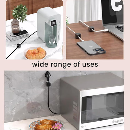 6Pcs Black Magnetic Cable Organizer - Adhesive Cord Clips for Desk Home, Easy Wire Management for Computer Cables