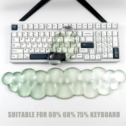 Gel Keyboard and Mouse Wrist Rest Set – Clear Cloud Wrist Rest for Computer Keyboard 60%/68%/75%, Comfort & Support for Typing and Gaming(Purple Green)