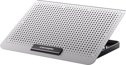 ICE COOREL Aluminum Laptop Cooling Pad, Laptop Cooler Stand with 7 Height Adjustable, Laptop Fan Cooling Pad for Laptop 12-15.6 Inch, Notebook Cooler Pad with Two USB Port (Silver)