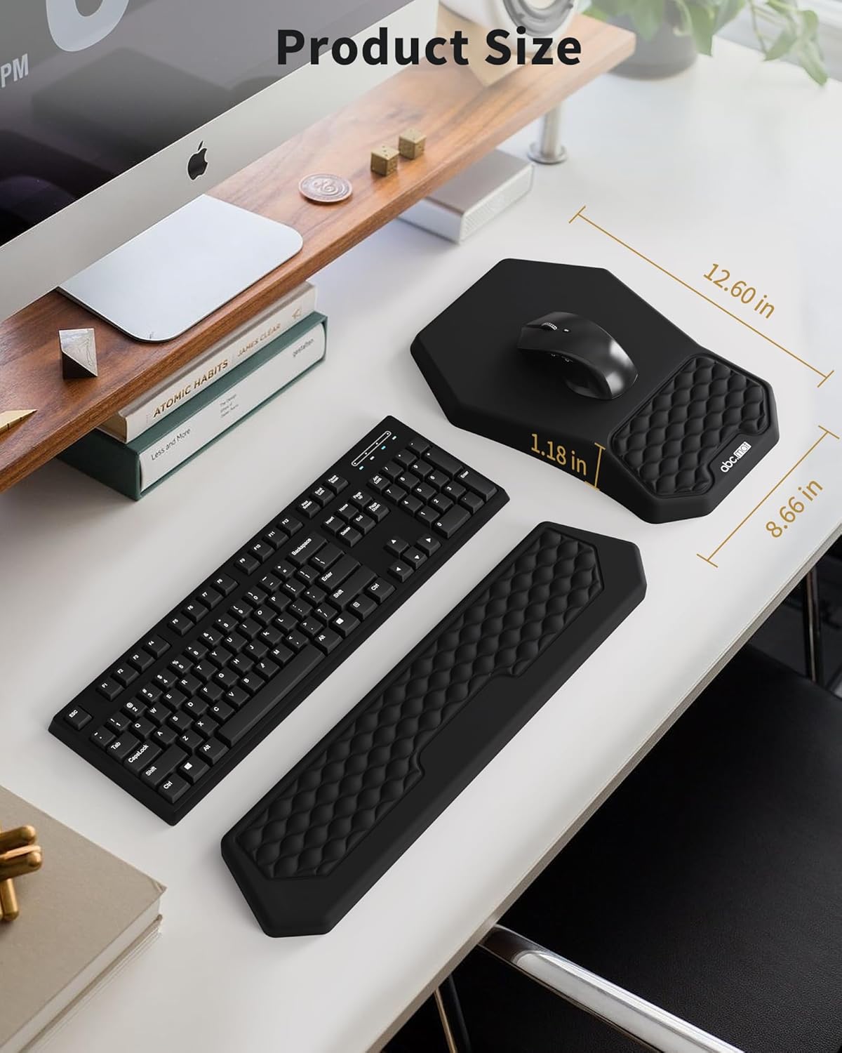 Ergonomic Mouse Pad and Keyboard Wrist Rest Support Set, Massage Design Mousepad for Carpal Tunnel Pain Relief, Memory Foam, Non-Slip PU Base for Computer Desk, Baby Blue