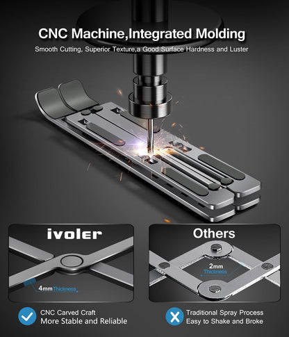 ivoler Laptop Stand, Laptop Holder Riser Computer Tablet Stand, 6 Angles Adjustable Aluminum Ergonomic Foldable Portable Desktop Holder Compatible with 10-15.6” MacBook,iPad, HP, Dell, Lenovo Silver