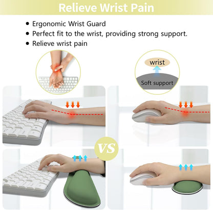 Green Desk Pad and Keyboard Wrist Rest, 3in1 Mousepad + Keyboard Wrist Rest+Mouse Wrist Rest for Home Office Table Computer Cover. (31.5×15.7,Green)