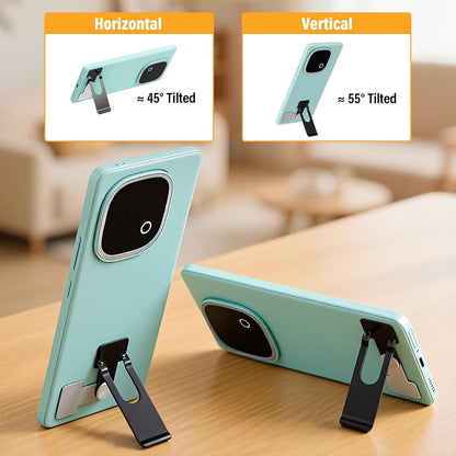 Slim Phone Kickstand, Adjustable Angle Ultra Thin Vertical and Horizontal 360° Rotating Universal Stainless Steel Metal Stable Stand, Metal Phone Grip Compatible with Most Smartphones(Black)