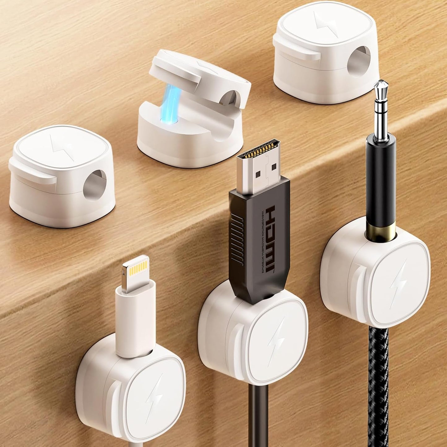 8 Pack Magnetic Cable Clips, Phone Cord Holder for Nightstand, Under Desk Cable Management, Canisflax Adhesive Wire Charging Cord Organizer Keepers Holder for Home Office Car Wall Desktop