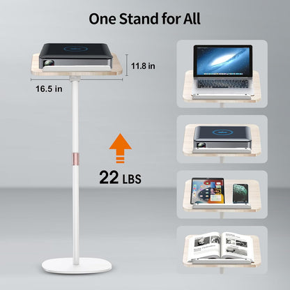 NAMON 2-in-1 Dual-use Floor & Desktop Book Stand, Sturdy Metal & Wood Build, Height Adjustable from 16.5" to 51", Floor Reading Stand for Sheet Music, Cookbooks, Projector (White, 11.8" x 16.5" Panel)
