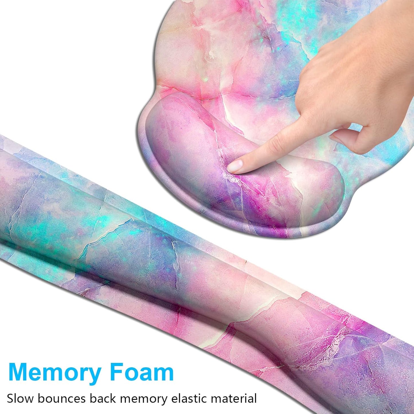 Dapesuom Keyboard Wrist Rest and Mouse Pad with Wrist Support, Cute Memory Foam Cushion for Keyboard and Mouse Set, Ergonomic Desktop Pad Rests with Non Slip Base for Easy Typing & Pain Relief, Pink