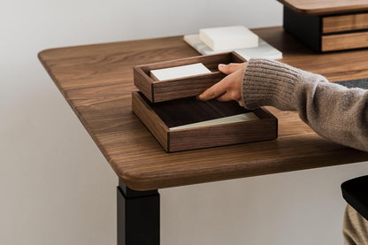 OAKYWOOD Valet Tray Bundle – Solid Wood Desk Organizer – Document, Phone & Tablet Tray – Perfect for Office, Home, or School – Black