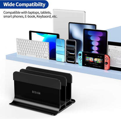 BESIGN LS13 Vertical Laptop Stand Holder for Desk, 4 in 1 Desktop Stand Holder for Laptops, Tablets, Smart Phones