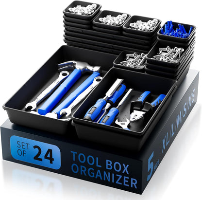 [60 PCS Upgraded] FLYVOLE Tool Box Organizer Tray, Toolbox Desk Drawer Organizer, Tool Box Tray, Toolbox Organization Storage for Rolling Tool Chest (60 PCS)