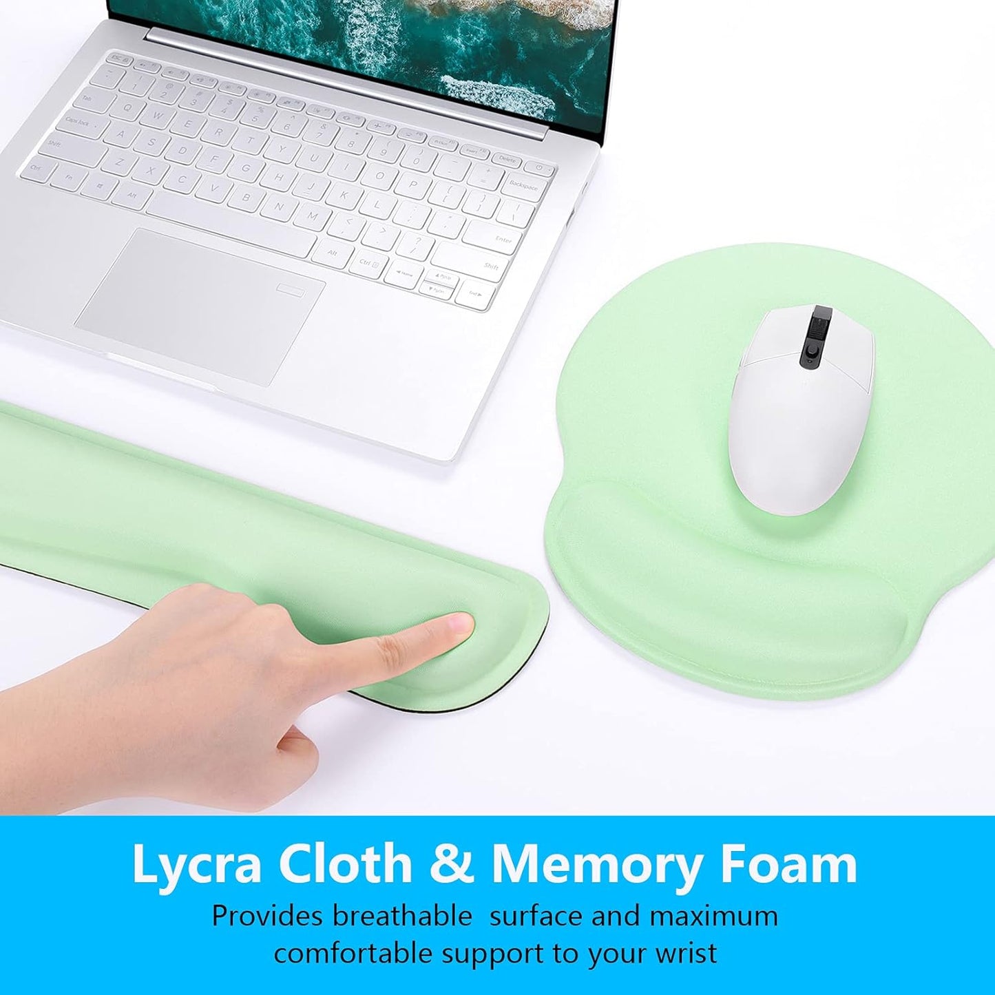 Dapesuom Keyboard Wrist Rest and Mouse Pad with Wrist Support, Cute Memory Foam Cushion for Keyboard and Mouse Set, Ergonomic Desktop Pad Rests with Non Slip Base for Easy Typing & Pain Relief, Pink