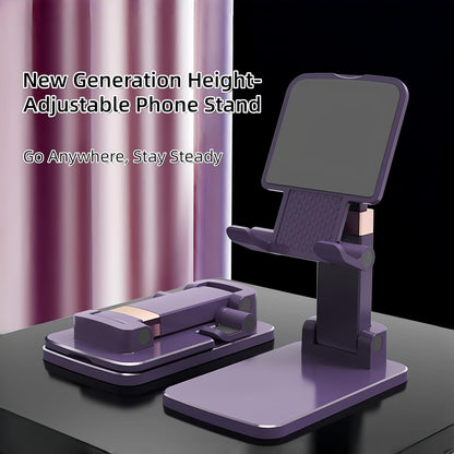 All-Metal Cell Phone Stand 360° Rotatable & Height Adjustable - 25KG Super Load-Bearing, Foldable Desk Stand for Phone, Compatible with iPhone 17/16/15/14, Nintendo Switch, Silver