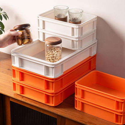 Stackable Organizer Boxes - Create Your Perfect Modular Desktop Storage System Office Desk Organizer Set15.8''*11''*3.26'' (Beige, 6Large)