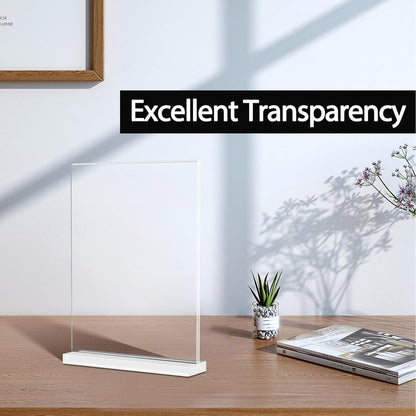 KOOLDE Acrylic Sign Holder 8.5x11 Inches 2 Pack T Shape Desktop Display Stand Vertical Double Sided Clear Table Menu Flyer Holder for Restaurants, Office, Shop, Wedding