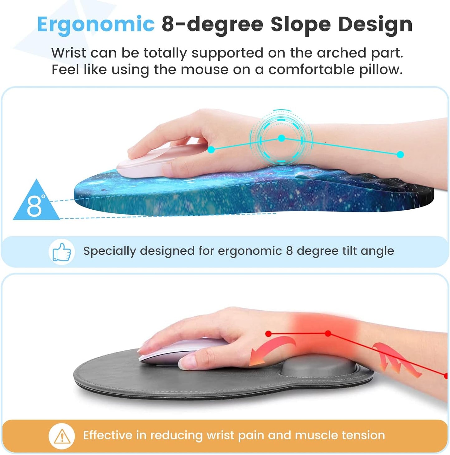 HAOCOO Keyboard Wrist Rest, Ergonomic Mouse Pad with Wrist Rest, 3 in 1 Keyboard and Mouse pad with Coaster Set, Memory Foam Wrist Support, Non-Slip PU Base for Home Office, Rose Gold Pink