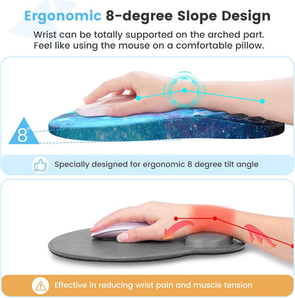 HAOCOO Keyboard Wrist Rest, Ergonomic Mouse Pad with Wrist Rest, 3 in 1 Keyboard and Mouse pad with Coaster Set, Memory Foam Wrist Support, Non-Slip PU Base for Home Office, Rose Gold Pink