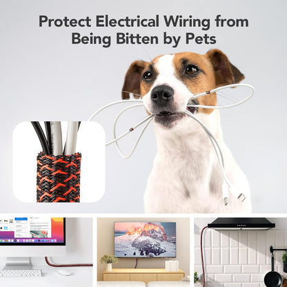 AGPTEK White Cable Sleeve, 2 Pack 5ft - 1.2 Inch Cable Management, Desk Cord Cover Organizer Wire Hider for Computer TV Wire Loom Tubing, Pet Proof Cord Protector from Cat Dog Chewing, White