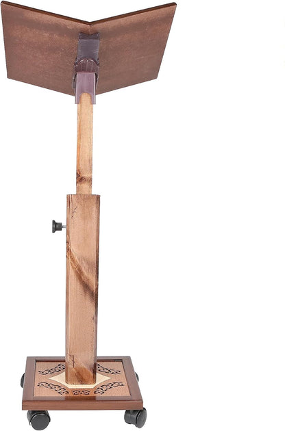 Prayer Book Holder Stand Ramadan Gift Rihal Rehal Wooden Carved Gift (Adjustable White)