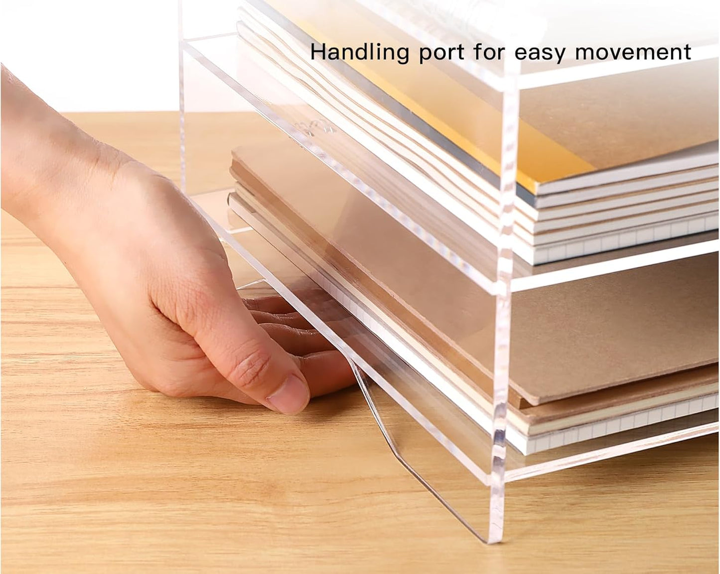 HeZone Paper Organizer Letter Tray, Clear Acrylic Paper Tray, School Teacher Office Supplies Organization, Stackable Desk File Organizer, Classroom Decor and Accessories-2 Pack…