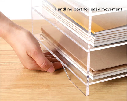 HeZone Paper Organizer Letter Tray, Clear Acrylic Paper Tray, School Teacher Office Supplies Organization, Stackable Desk File Organizer, Classroom Decor and Accessories-2 Pack…