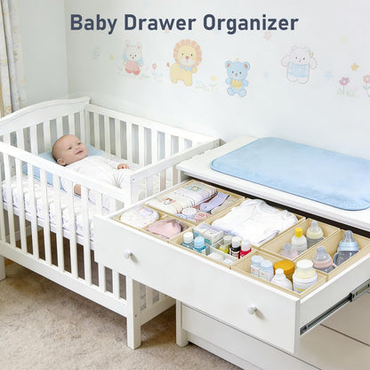 DIMJ Drawer Organizer Clothes - 20 Pack Closet Drawer Organizer Bins for Baby Clothes Storage, Fabric Dresser Organizer for Nursery Bedroom, Foldable Small Drawer Dividers for Underwear Socks
